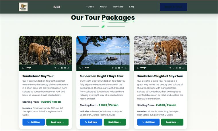 Sundarban Tour Packages website
